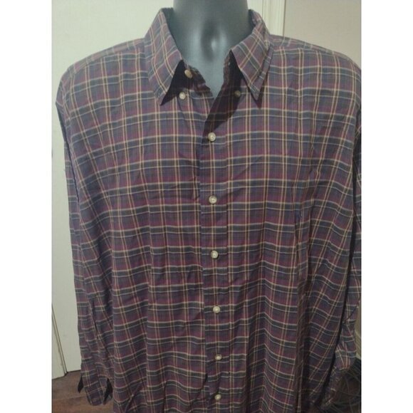 Ralph Lauren Men's Classic Fit Plaid Purple Brown Button Down Shirt 2XB Big - Picture 1 of 12